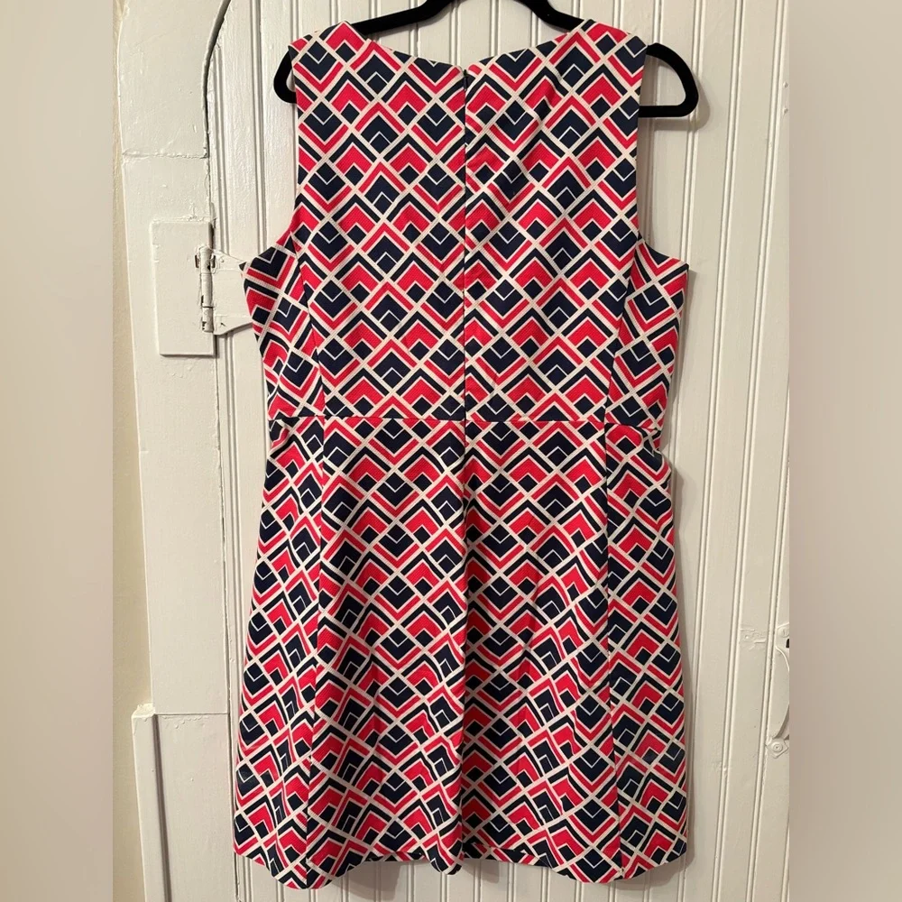 GAP A-Line Geometric Print Dress | Size 14 | Coral, Navy, White - Picture 8 of 11